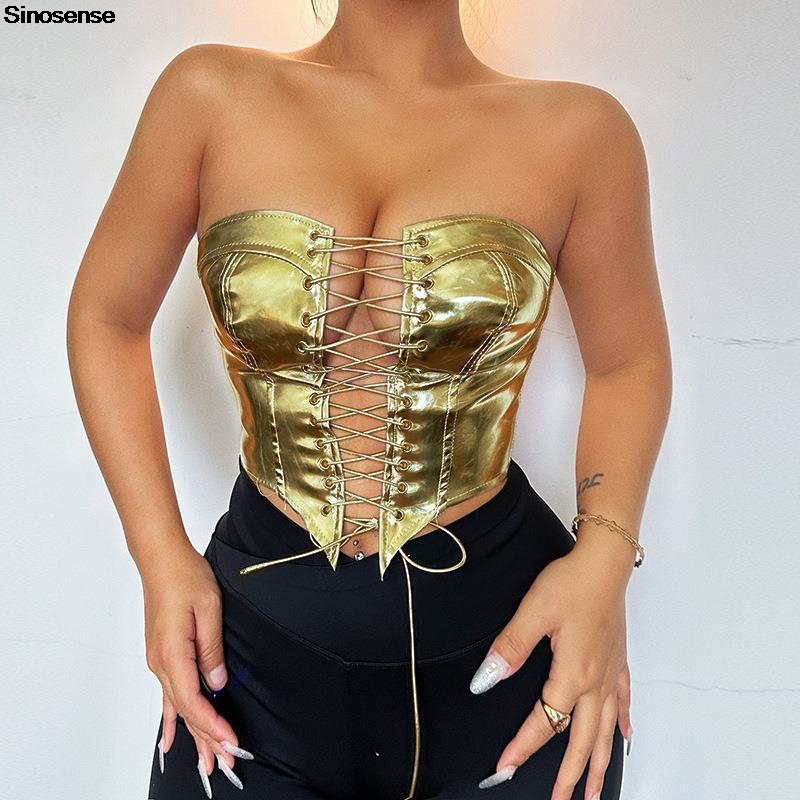 Frauen PU Leder Bustier Crop T – Strapless Bra Backless Bewertung und Preis